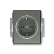 Розетка с заз.и заслонками Time черн.мет.