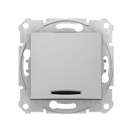 Вимикач одноклавішний, з підсвічуванням, Schneider Electric Sedna, алюміній, SDN1400160 - 1