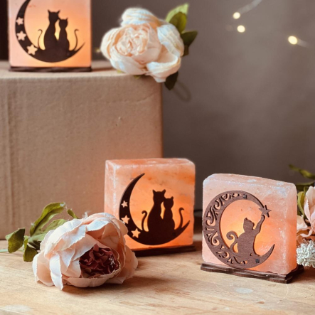 Соляной светильник «Кот со звездой» 1кг