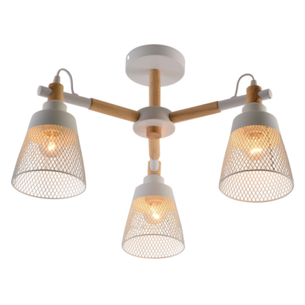 Люстра VALESO V XA1557-3 WH+WOOD, 60W, E27х3, сталь - 1