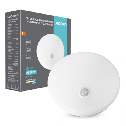 Світильник LED Ledcoin AL3010-RPS 24W, 6500K, IP65, коло, з датчиком - 1