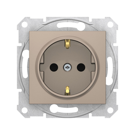 Розетка із заземленням, та шторками, Schneider Electric Sedna, титан, SDN3000168 - 1