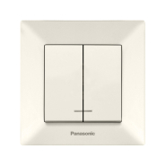 Вимикач двоклавішний з підсвічуванням Panasonic Arkedia Slim, крем, 00102BG