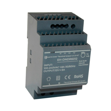 Блок живлення на DIN-рейку Electro House EH-DNDR6012, 54 Вт, 5 А, 12В - 1