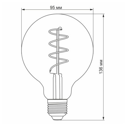 Лампа LED VIDEX VL-G95FGD-04272, 4W, 2200K, E27, 220V, G95FGD, Filament NeoClassic
