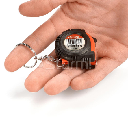 Рулетка-брелок Sturm 1м обрезиненный корпус