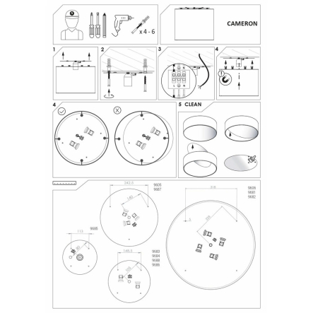 Светильник потолочный Nowodvorski 9682, CAMERON GRAY IV PLE27 4x25W, ⌀65