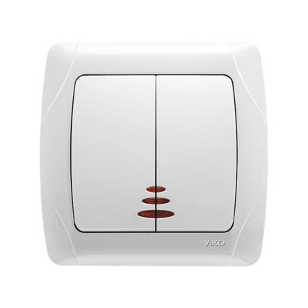 Выключатель 2 кл. с подсветкой VIKO CARMEN, 90561050, белый - 1