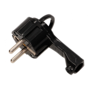 Вилка с заземлением, угловая, плоская, 16А чёрная електро"(WT-16UP black)