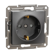 Розетка с заземлением, со шторками, Schneider Electric ASFORA, антрацит, EPH2900271