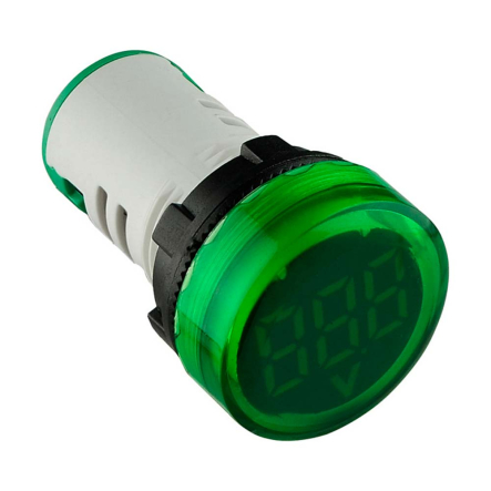 Вольтметр круглый АСКО-УКРЕМ ED16-22VD, A0190010017, 30-500В АС, зелёный, врезной монтаж