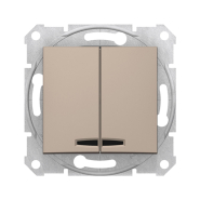 Выключатель двухклавишный, c подсветкой, Schneider Electric Sedna, титан, SDN0300368