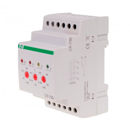 Реле напряжения F&F CP-730, трехфазное, 10А