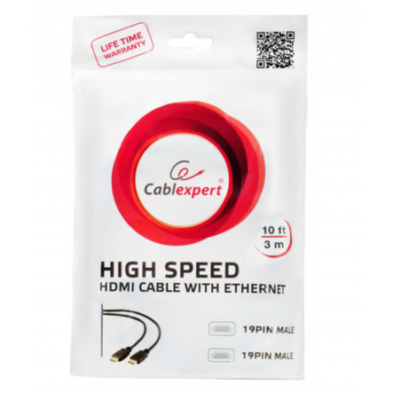 Кабель Maxxter V-HDMI4-10 1.4, позолоченные контакты, 3 м