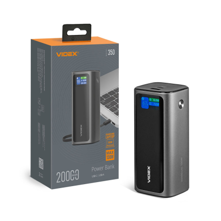 Повербанк (УМБ) 20000mAh VIDEX VPB-350, 130W PD100W + Display - 1
