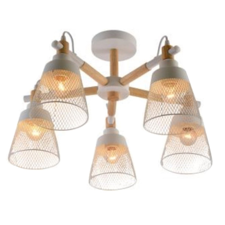 Люстра VALESO V XA1557-5 WH+WOOD, 60W, E27х5, сталь - 1