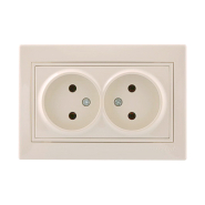 Розетка Lezard MIRA подвійна, без заземлення, крем, 701-0303-128B