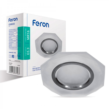 Светильник точечный Feron CD8020, MR16, G5.3, белый, матовый, LED подсветка, 3W, 7324 - 1