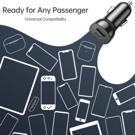 Зарядное устройство автомобильное Choetech TC0005-BK, 2 порта, 38Вт, QC3.0+PD, черный