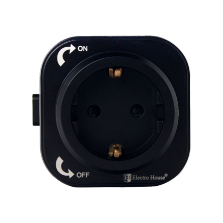 Розетка трековая с/з 16А Electro House Pandora Black (чёрная), EH-PT-001B - 1