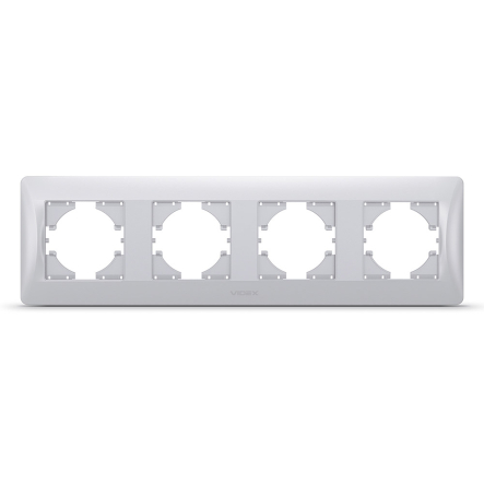 Рамка VIDEX BINERA, серебряный шелк, 4 поста, горизонтальная, VF-BNFR3H-SS - 1