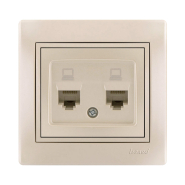 Розетка компьютерная Lezard MIRA двойная, жемчужно-белый перламутр, 701-3030-141