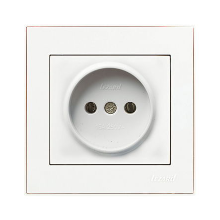 Розетка Lezard RAIN одинарная без заземления, жемчужно-белый перламутр, 703-3088-121В - 1