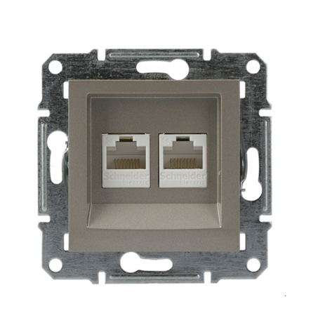 Розетка компьютерная 2-я Schneider Electric ASFORA, бронза, EPH4400169 - 1