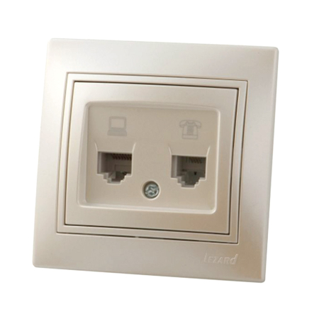 Розетка комп'ютерна +TF Lezard MIRA, перлинно-білий перламутр, 701-3030-143 - 1