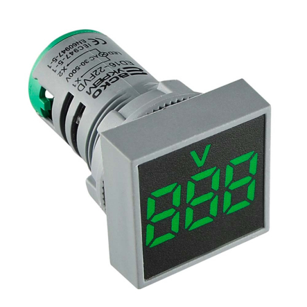Вольтметр квадратный АСКО-УКРЕМ ED16-22FVD, A0190010034, 30-500В АС, зелёный, врезной монтаж