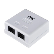 Розетка настенная информационная ITK RJ45, кат. 5Е UTP, 2-порта IEK