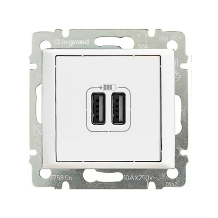 Розетка 2хUSB LEGRAND Valena, 770470, біла - 1