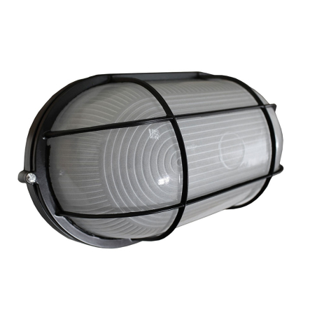 Светильник TechnoSystems НПП1202-100W-E27-IP65, овал, черный, с решеткой, 5001187