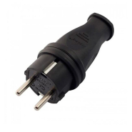 Вилка однофазна LEZARD, 2Р+РЕ, 1х16А, 220-240V, каучук, 106-0400-0105