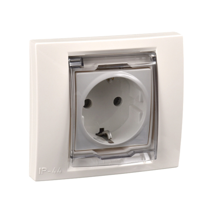 Розетка с заземлением и шторками прозрачная крышка Schneider Electric Uniсa MGU61.037.25 - 1