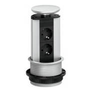 Розетка врезная-выдвижная на 2 модуля, серебро, EVOline Port , 931.00.033