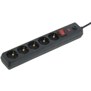 Сетевой фильтр IEK 5 гнезд 16А 5м 3х1мм2, черный, WFP10-16-05-05-ZK-K02