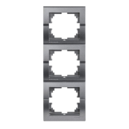 Рамка Lezard DERIY трехместная, вертикальная, темно серый металлик, 702-2900-153