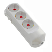 Колодка NEOMAX 3 гнезда с заземлением, белая, NX501300