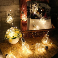 Гирлянда штора LED Лампочка с наполнением, 10 шт, 4 м, золото, с переходником, ZB-004 G