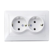 Розетка двойная, белая, с заземлением АСКО-УКРЕМ, РВ16/2-3-FL-W