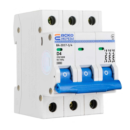 Автоматический выключатель АСКО-УКРЕМ ВА-2017/D 3р, 4А, A0010170097