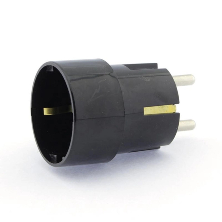 Вилка Timex с розеткой 16А/250V черная, WT-16U/GS CZ