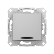 Вимикач одноклавішний, з підсвічуванням, Schneider Electric Sedna, алюміній, SDN1400160