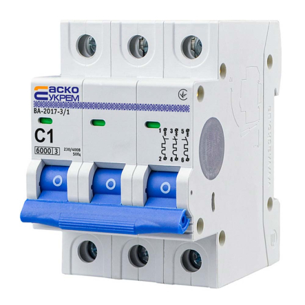 Автоматический выключатель АСКО-УКРЕМ ВА-2017 3р, 1А С, A0010170038