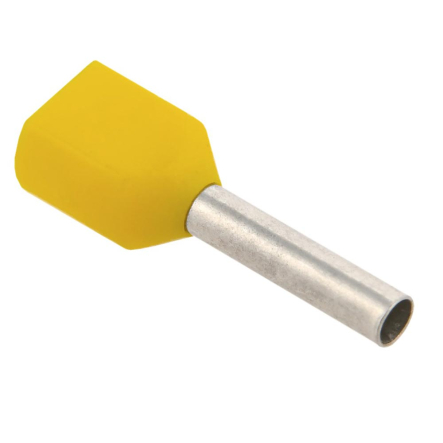 Наконечник-гільза НГИ2 1,0-10 с изолированным фланцем, ІEK, UTE10-4-D2-3-100, желтый (20шт,) - 1