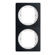 Рамка двухместная вертикальная Aling-Conel EON, E6711.E10, чорний-білий