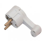 Вилка Luxel угловая плоская с заземлением, белая, 1034