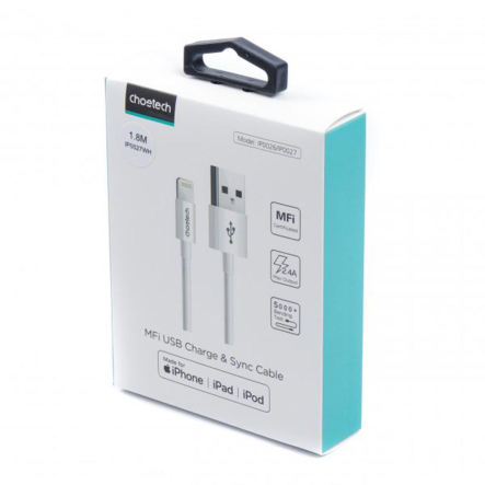 Кабель Choetech IP0027-WH, USB 2.0 А-папа/Lightning, 1.8 м