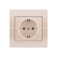 Розетка Lezard DERIY із заземленням, перлинно-білий металік, 702-3030-122В